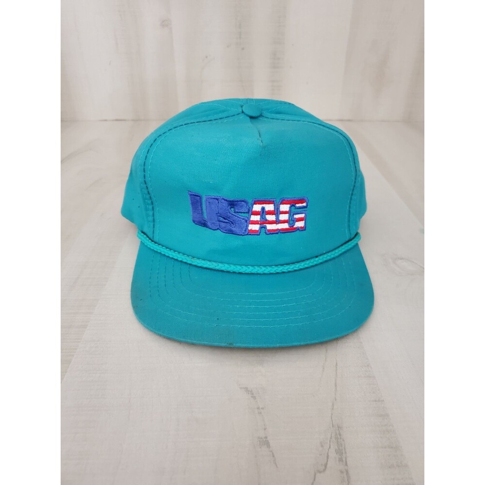 VINTAGE Headwear Embroidered USAG Trucker Hat Cap Snap Back Made in Korea  Blue
